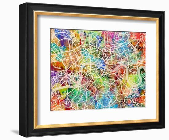 London England Street Map-Michael Tompsett-Framed Art Print