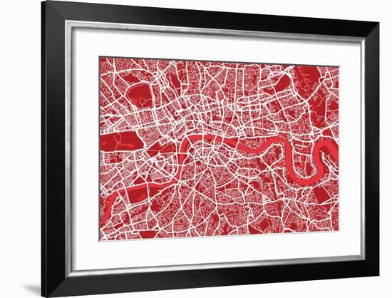 London England Street Map-Michael Tompsett-Framed Art Print