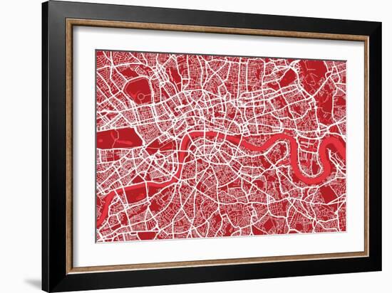 London England Street Map-Michael Tompsett-Framed Premium Giclee Print