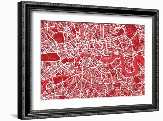 London England Street Map-Michael Tompsett-Framed Premium Giclee Print