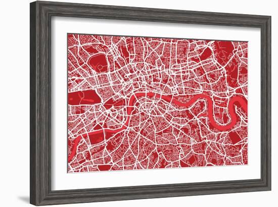 London England Street Map-Michael Tompsett-Framed Art Print