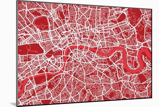 London England Street Map-Michael Tompsett-Mounted Art Print