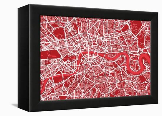 London England Street Map-Michael Tompsett-Framed Stretched Canvas