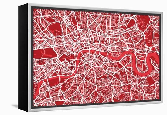 London England Street Map-Michael Tompsett-Framed Stretched Canvas