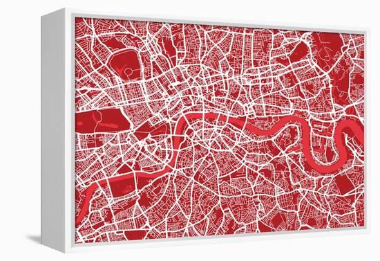 London England Street Map-Michael Tompsett-Framed Stretched Canvas