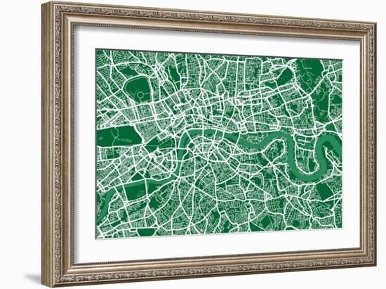 London England Street Map-Michael Tompsett-Framed Art Print