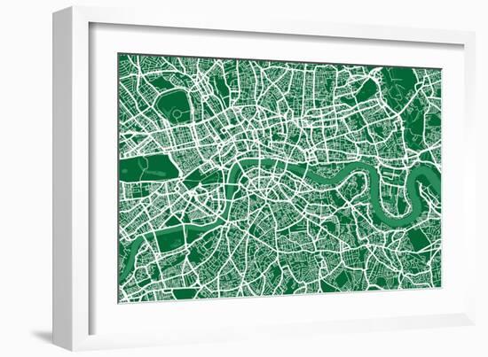 London England Street Map-Michael Tompsett-Framed Art Print