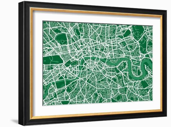 London England Street Map-Michael Tompsett-Framed Art Print