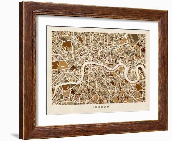 London England Street Map-Michael Tompsett-Framed Art Print