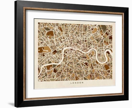 London England Street Map-Michael Tompsett-Framed Art Print