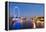 London Eye and Big Ben on the Banks of Thames River at Twilight-ollirg-Framed Premier Image Canvas