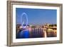 London Eye and Big Ben on the Banks of Thames River at Twilight-ollirg-Framed Photographic Print