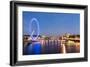 London Eye and Big Ben on the Banks of Thames River at Twilight-ollirg-Framed Photographic Print