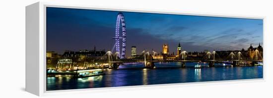 London Eye and Central London Skyline at Dusk, South Bank, Thames River, London, England-null-Framed Premier Image Canvas