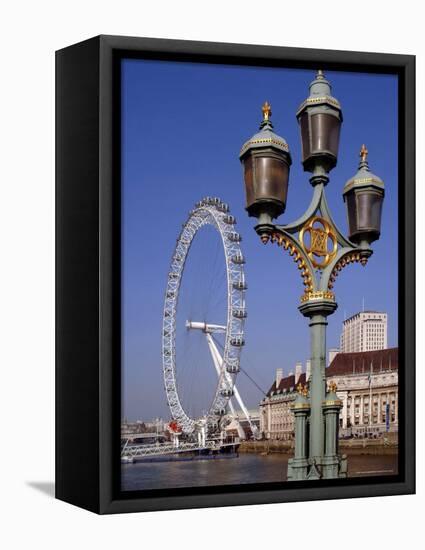 London Eye and County Hall Beside the River Thames, London, England, United Kingdom-David Hughes-Framed Premier Image Canvas