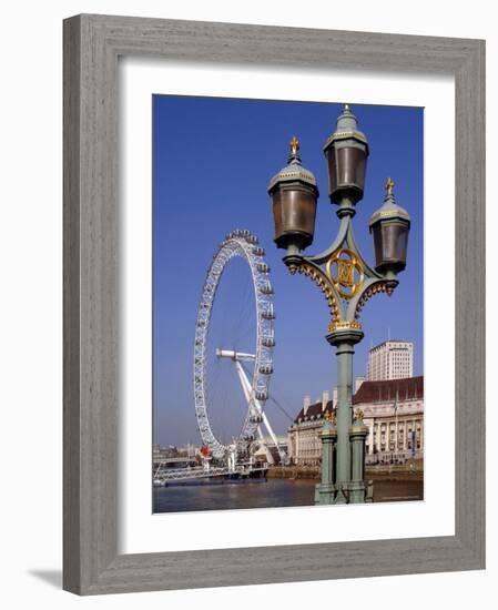 London Eye and County Hall Beside the River Thames, London, England, United Kingdom-David Hughes-Framed Photographic Print