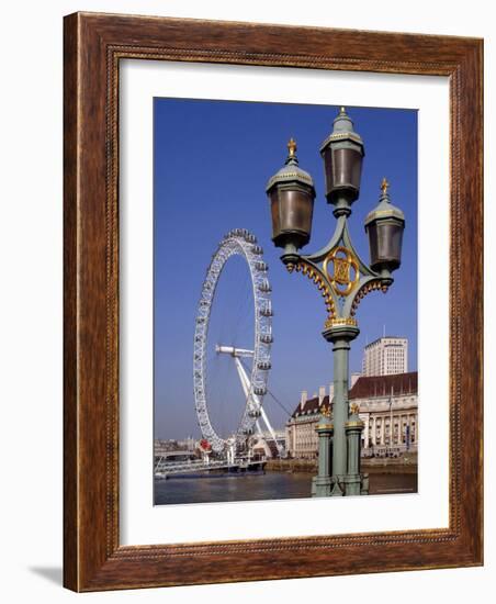 London Eye and County Hall Beside the River Thames, London, England, United Kingdom-David Hughes-Framed Photographic Print
