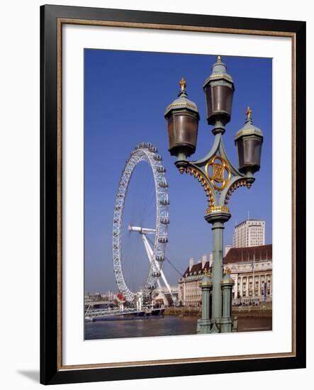 London Eye and County Hall Beside the River Thames, London, England, United Kingdom-David Hughes-Framed Photographic Print