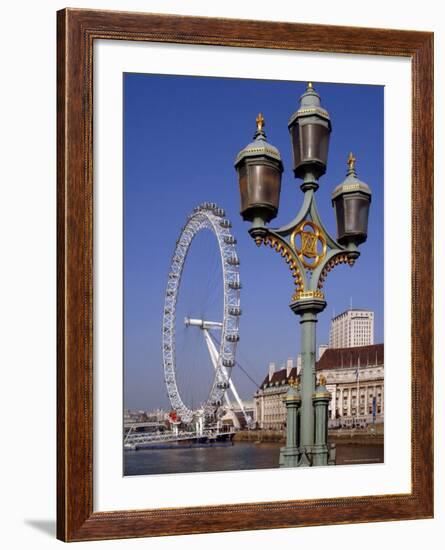 London Eye and County Hall Beside the River Thames, London, England, United Kingdom-David Hughes-Framed Photographic Print