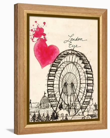 London Eye in Pen-Morgan Yamada-Framed Stretched Canvas