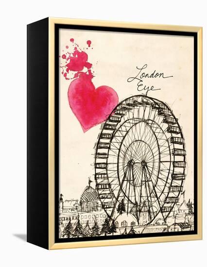 London Eye in Pen-Morgan Yamada-Framed Stretched Canvas