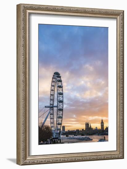 London Eye (Millennium Wheel) at sunset, London Borough of Lambeth, England, United Kingdom, Europe-Matthew Williams-Ellis-Framed Photographic Print