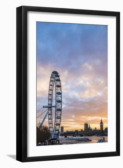 London Eye (Millennium Wheel) at sunset, London Borough of Lambeth, England, United Kingdom, Europe-Matthew Williams-Ellis-Framed Photographic Print