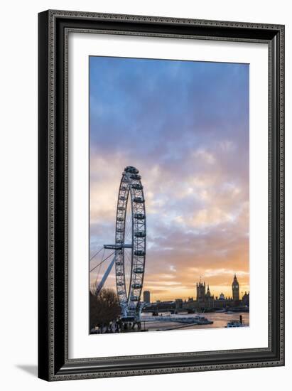 London Eye (Millennium Wheel) at sunset, London Borough of Lambeth, England, United Kingdom, Europe-Matthew Williams-Ellis-Framed Photographic Print