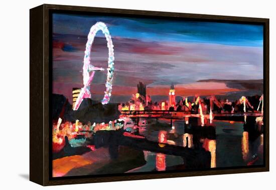London Eye Night-Markus Bleichner-Framed Stretched Canvas