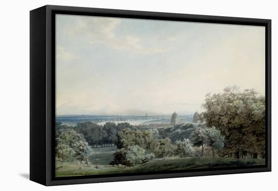 London from Greenwich Hill, C.1791 (W/C, Black Ink and Wash over Graphite on Wove Paper)-John Robert Cozens-Framed Premier Image Canvas