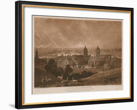 London from Greenwich-J. M. W. Turner-Framed Giclee Print