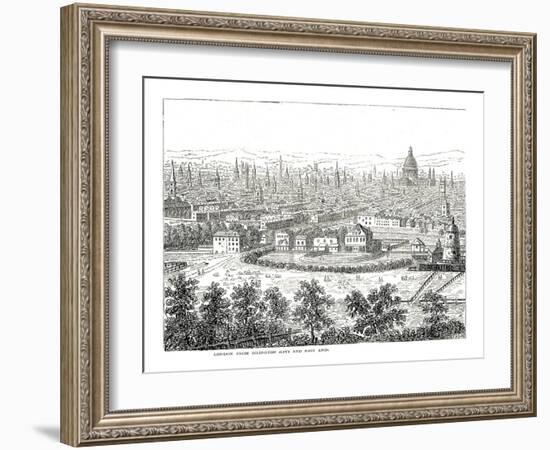 London from Islington City and East End, from a View by Canaletti, Published 1753-Canaletto-Framed Giclee Print