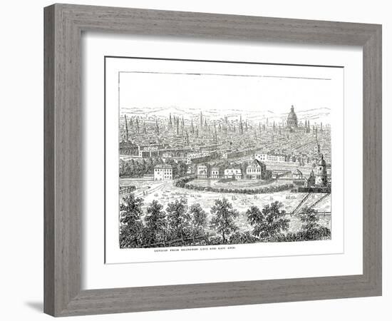 London from Islington City and East End, from a View by Canaletti, Published 1753-Canaletto-Framed Giclee Print