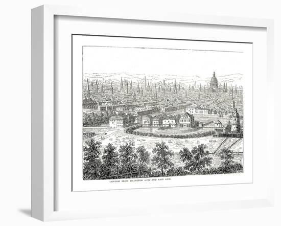 London from Islington City and East End, from a View by Canaletti, Published 1753-Canaletto-Framed Giclee Print
