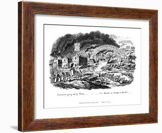 London Going Out of Town or the March of Bricks and Mortar, 1829-George Cruikshank-Framed Giclee Print