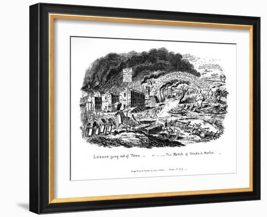 London Going Out of Town or the March of Bricks and Mortar, 1829-George Cruikshank-Framed Giclee Print
