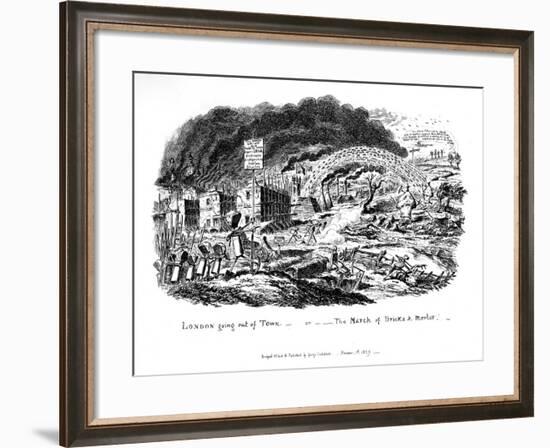 London Going Out of Town or the March of Bricks and Mortar, 1829-George Cruikshank-Framed Giclee Print