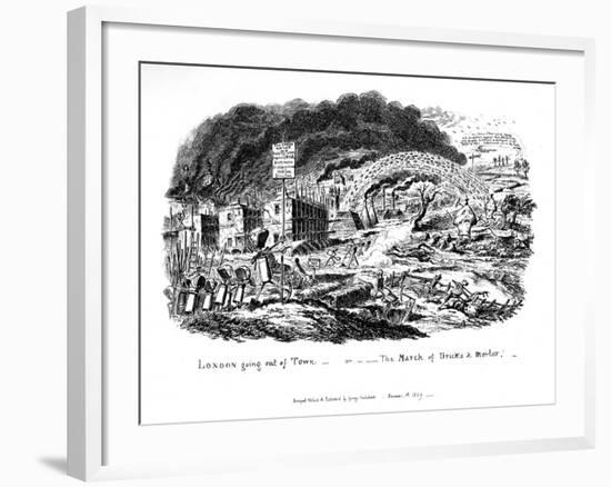 London Going Out of Town or the March of Bricks and Mortar, 1829-George Cruikshank-Framed Giclee Print