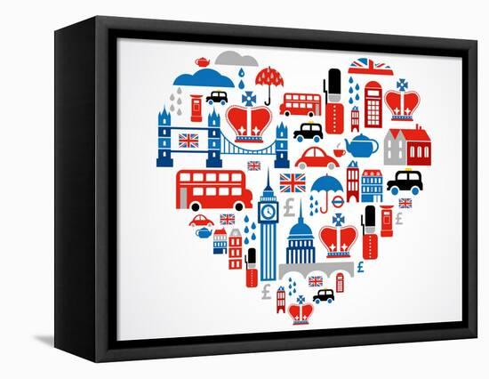 London Heart-Marish-Framed Stretched Canvas