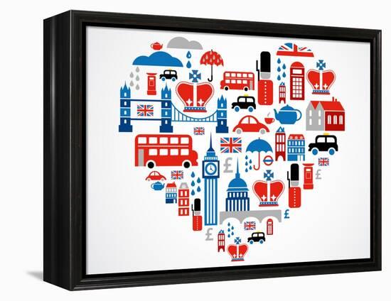 London Heart-Marish-Framed Stretched Canvas