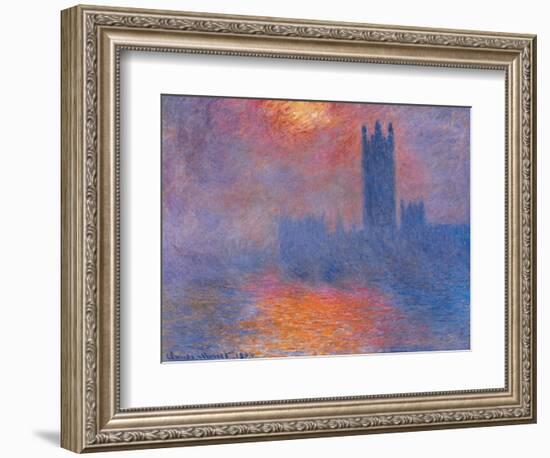 London Houses of Parliament. the Sun Shining Through the Fog-Claude Monet-Framed Giclee Print