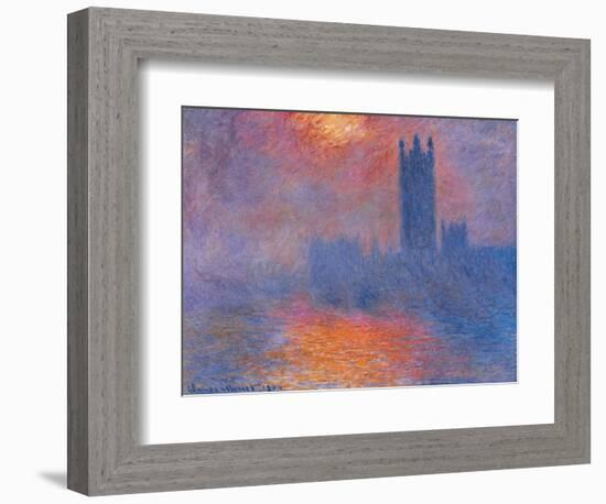 London Houses of Parliament. the Sun Shining Through the Fog-Claude Monet-Framed Giclee Print