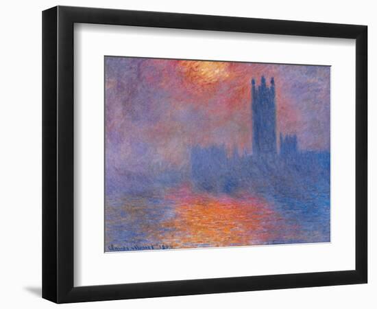 London Houses of Parliament. the Sun Shining Through the Fog-Claude Monet-Framed Giclee Print