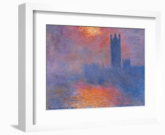 London Houses of Parliament. the Sun Shining Through the Fog-Claude Monet-Framed Giclee Print