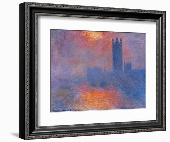 London Houses of Parliament. the Sun Shining Through the Fog-Claude Monet-Framed Giclee Print