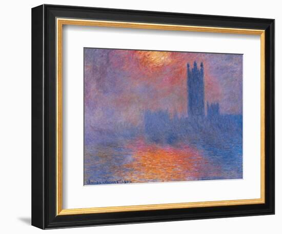 London Houses of Parliament. the Sun Shining Through the Fog-Claude Monet-Framed Giclee Print