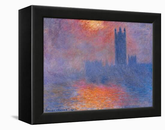 London Houses of Parliament. the Sun Shining Through the Fog-Claude Monet-Framed Premier Image Canvas