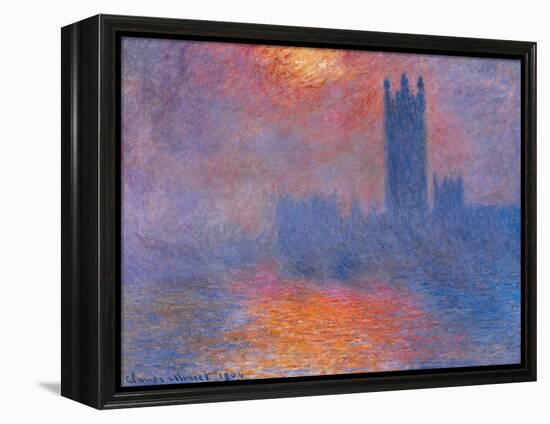 London Houses of Parliament. the Sun Shining Through the Fog-Claude Monet-Framed Premier Image Canvas