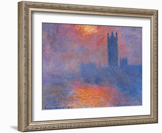 London Houses of Parliament. the Sun Shining Through the Fog-Claude Monet-Framed Giclee Print