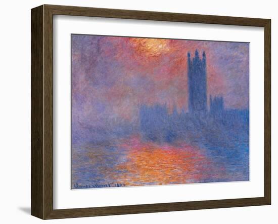 London Houses of Parliament. the Sun Shining Through the Fog-Claude Monet-Framed Giclee Print